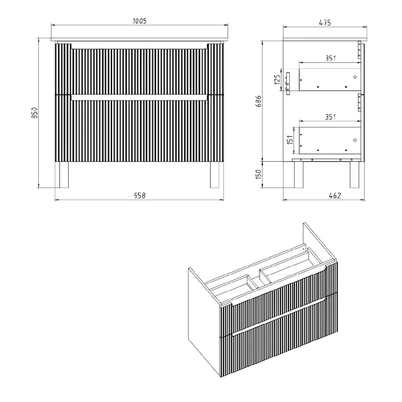 Тумба с раковиной подвесная Dreja Euphoria 100 см, серый базальт