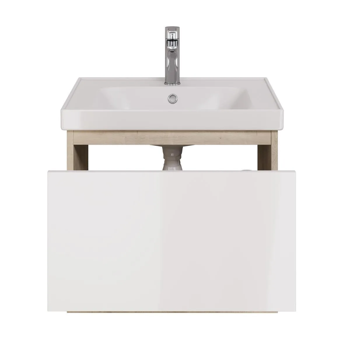Тумба под раковину подвесная Dreja Perfecto 60 см, дуб эврика/белый