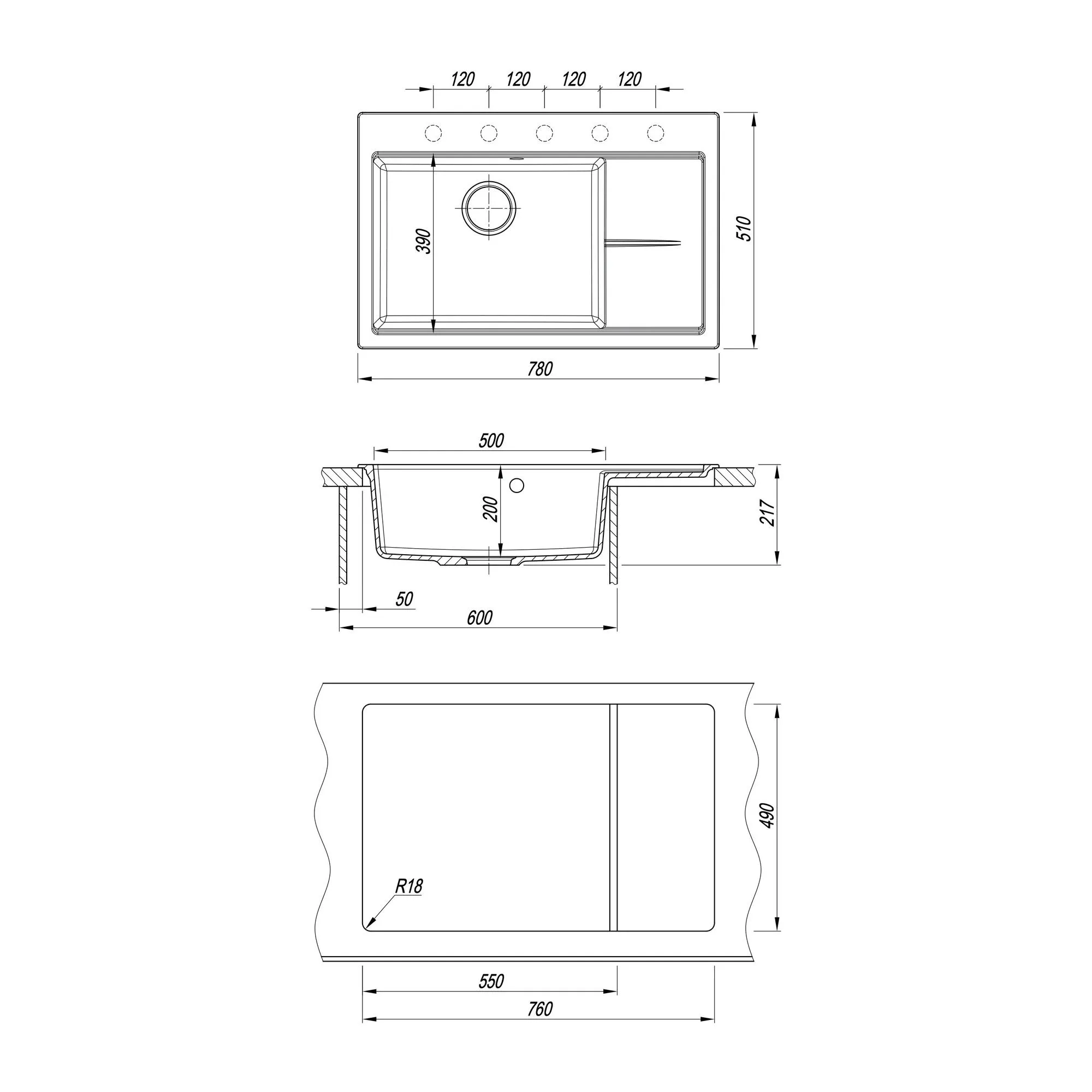 Кухонная мойка с разделочной доской Florentina РОССАНА 20.500.C0780.305, грей