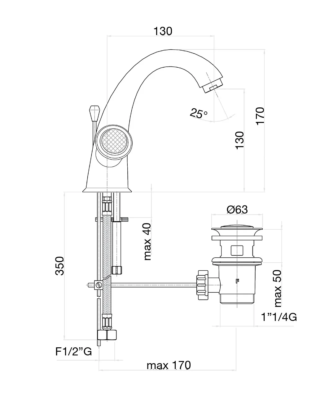 Смеситель для раковины Fiore VENERE SKY (SWAROVSKI®) 13ZZ0623, бронза