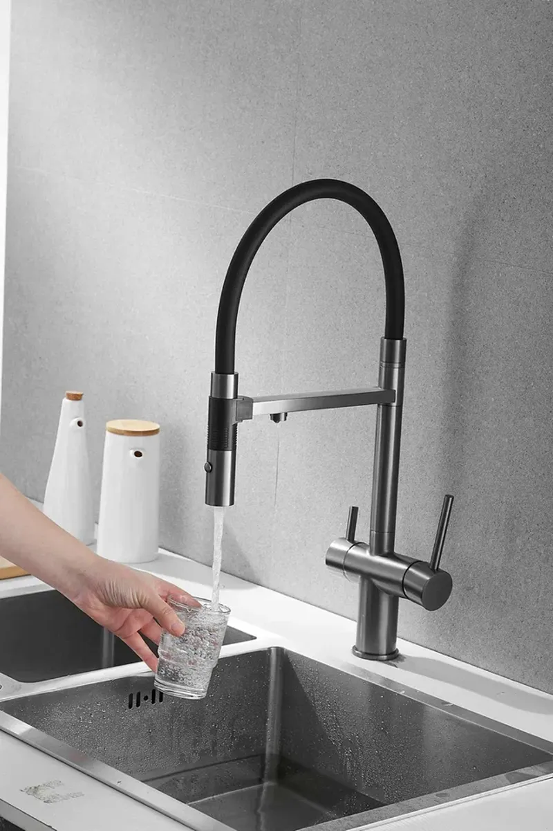 Смеситель для кухни Rose R958T, пепельный