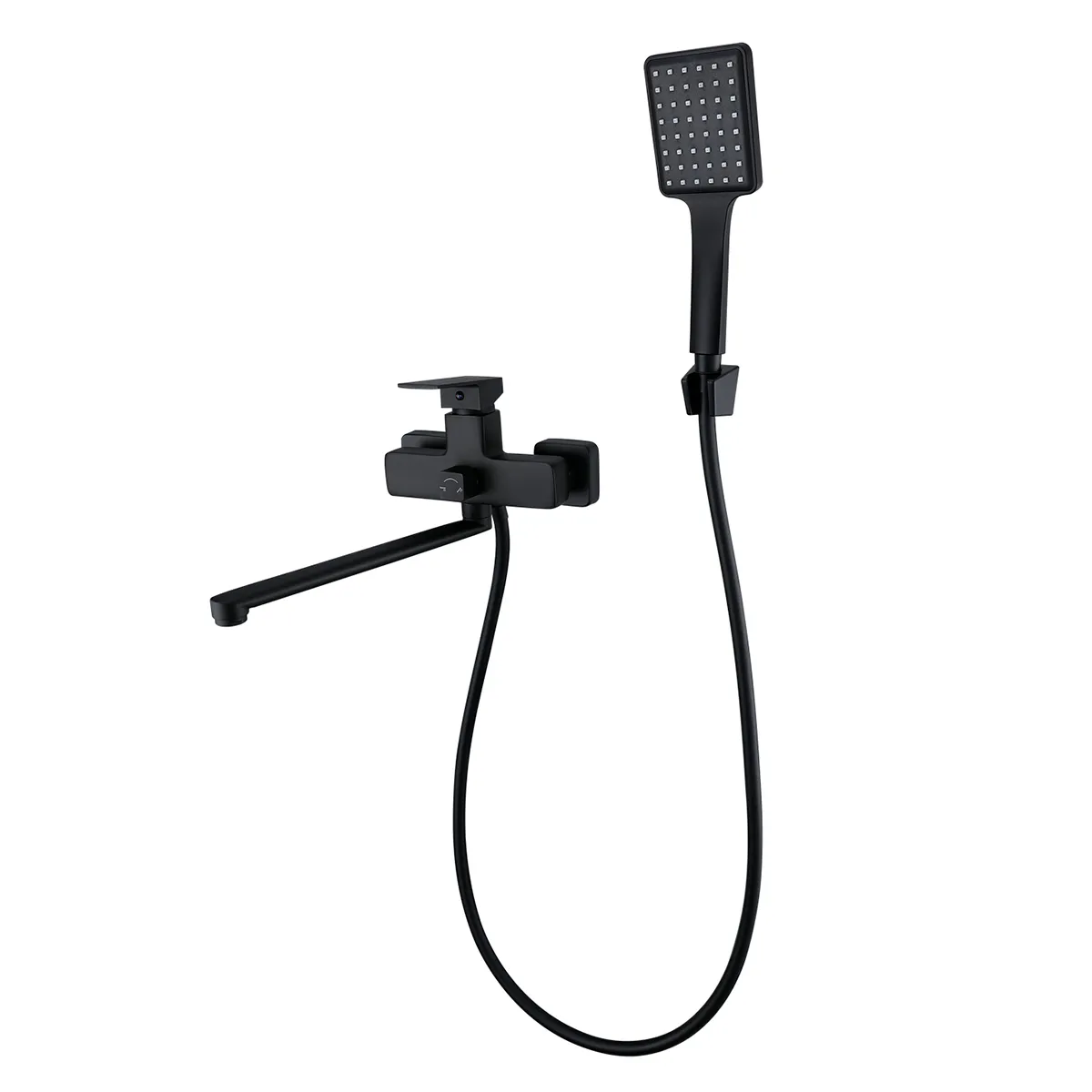 Смеситель Prohanss для ванны и душа универсальный поворотный излив 30 см, черный (P60.22.06)