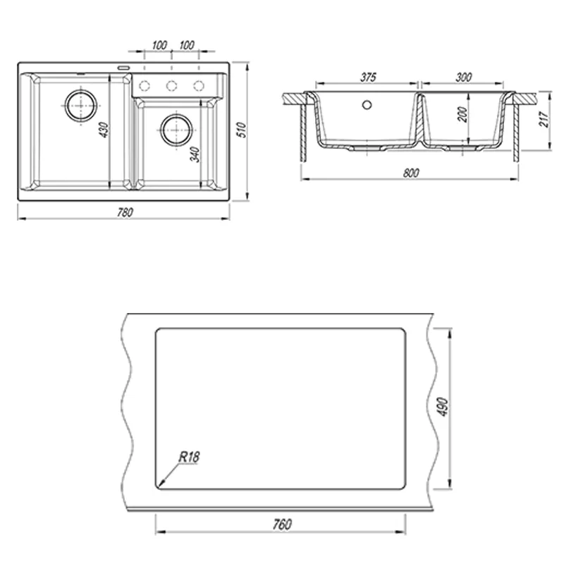 Кухонная мойка Florentina КАССИ 20.230.E0780.307, серый шёлк