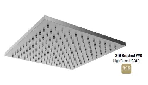 Верхний душ Almar 316 Stainless Steel, 303х303, High Brass Brushed PVD (E044069.HB316)