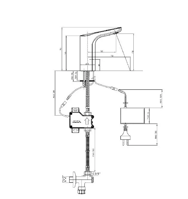 Cмеситель для раковины E.C.A LUNA, электронный 130, 220В (108108056EX)