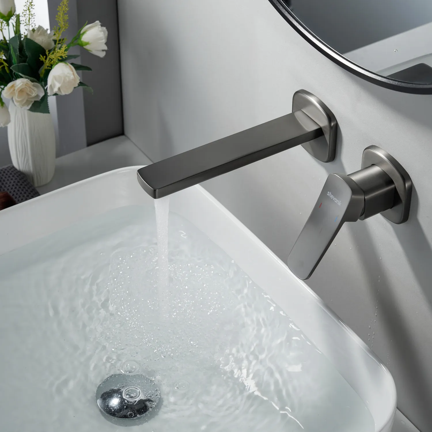 Смеситель для раковины встраиваемый Shevanik S9941T, оружейная сталь