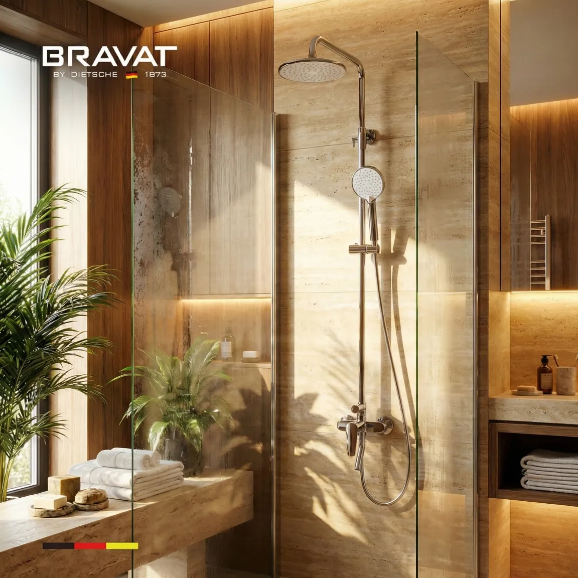 Душевая система со смесителем цвет хром BRAVAT (F6808939CP-A-SW)