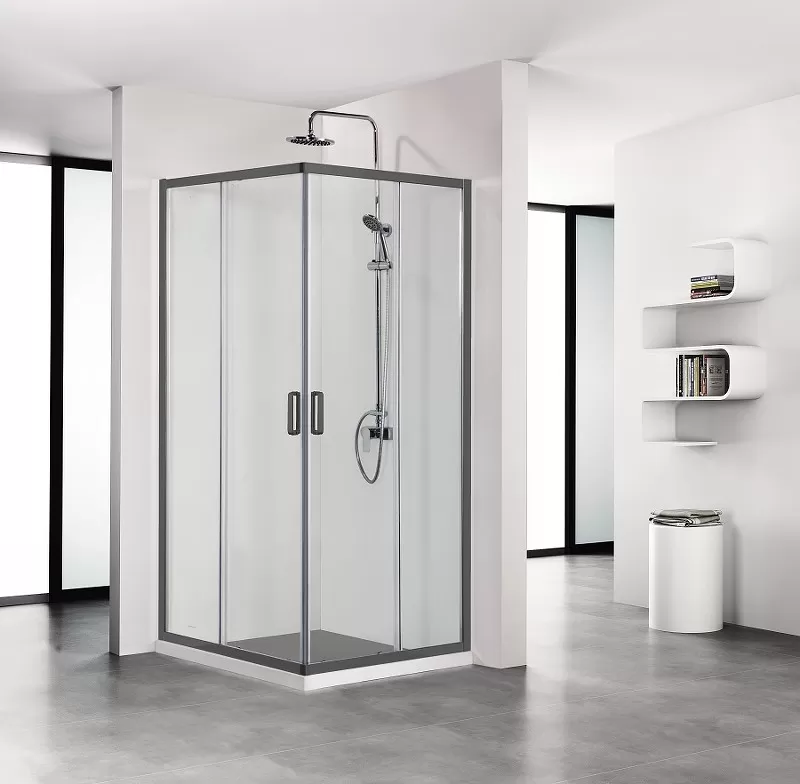 AQ ARI KV 09020BL Душевой уголок AQUATEK квадратный, двери раздвижные 900x900x2000 профиль черный, стекло прозрачное