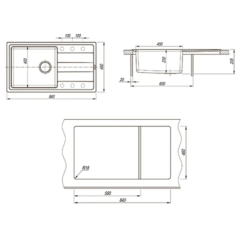 Кухонная мойка Florentina КОМБИ 21.400.D0860.202, шампань