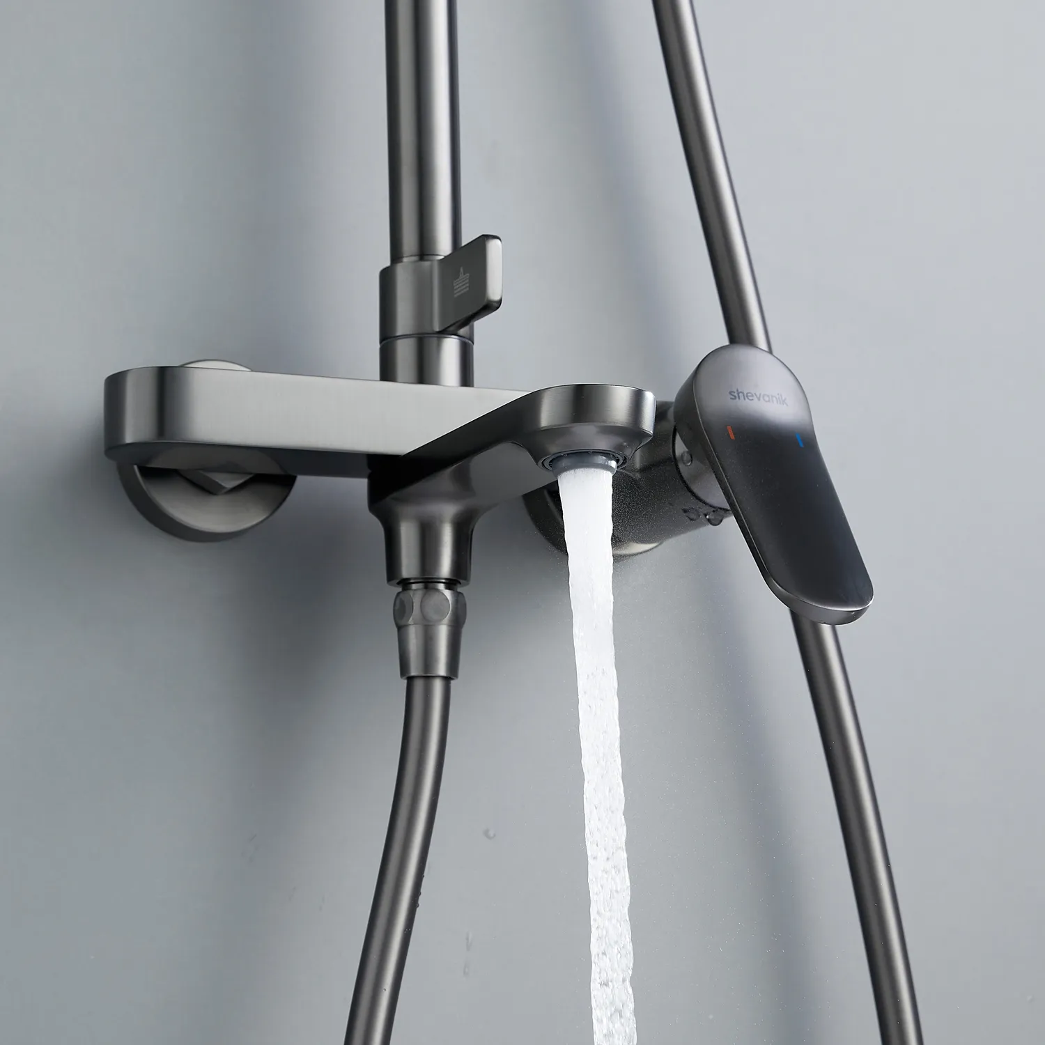 Душевая система Shevanik S4336T, оружейная сталь