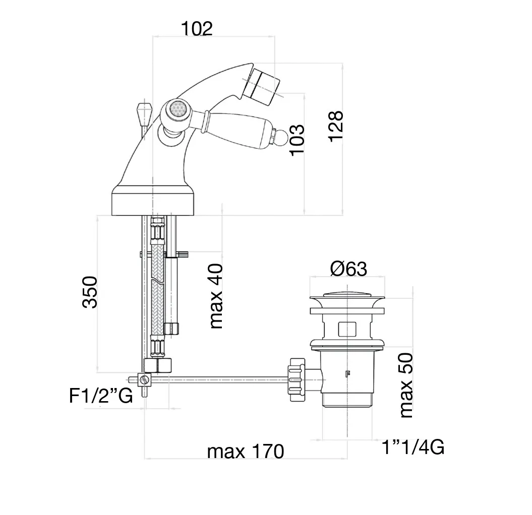Смеситель для биде Fiore COLONIALE SKY (SWAROVSKI®) 03ZZ0632, бронза