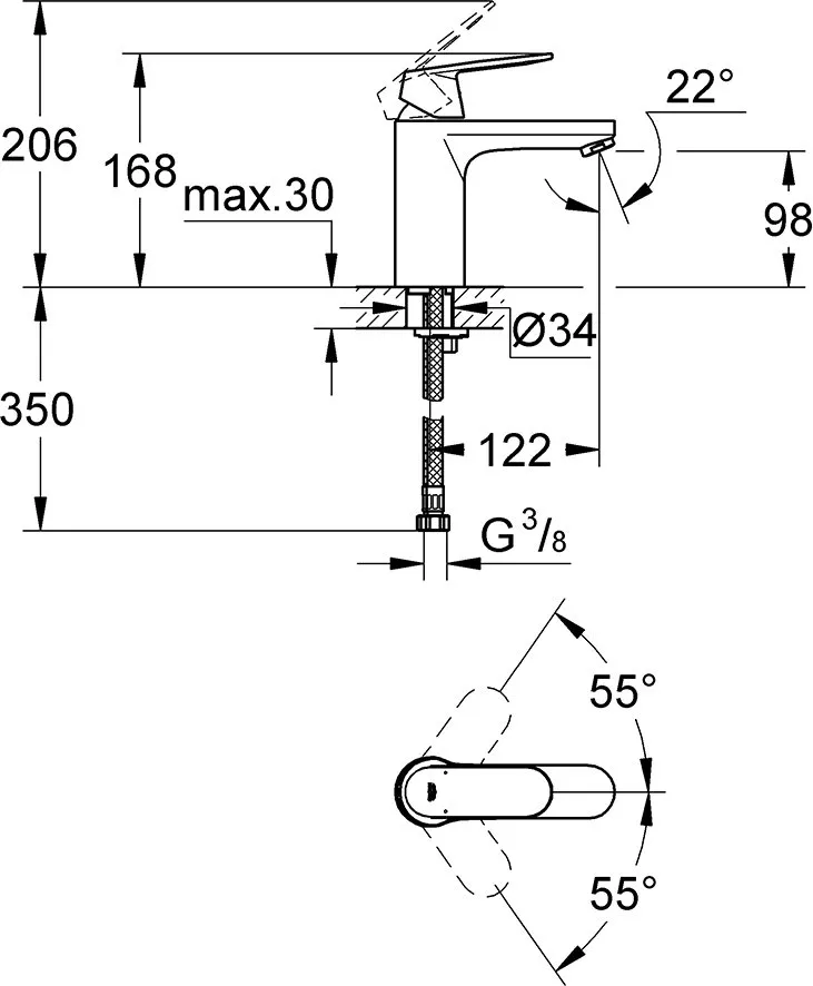 Смеситель для раковины GROHE Eurosmart Cosmopolitan стандартный, хром (арт. 23327000)