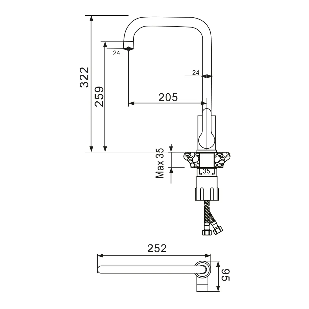 Смеситель для кухни WesnaArt EKO EKO05-150, сатин