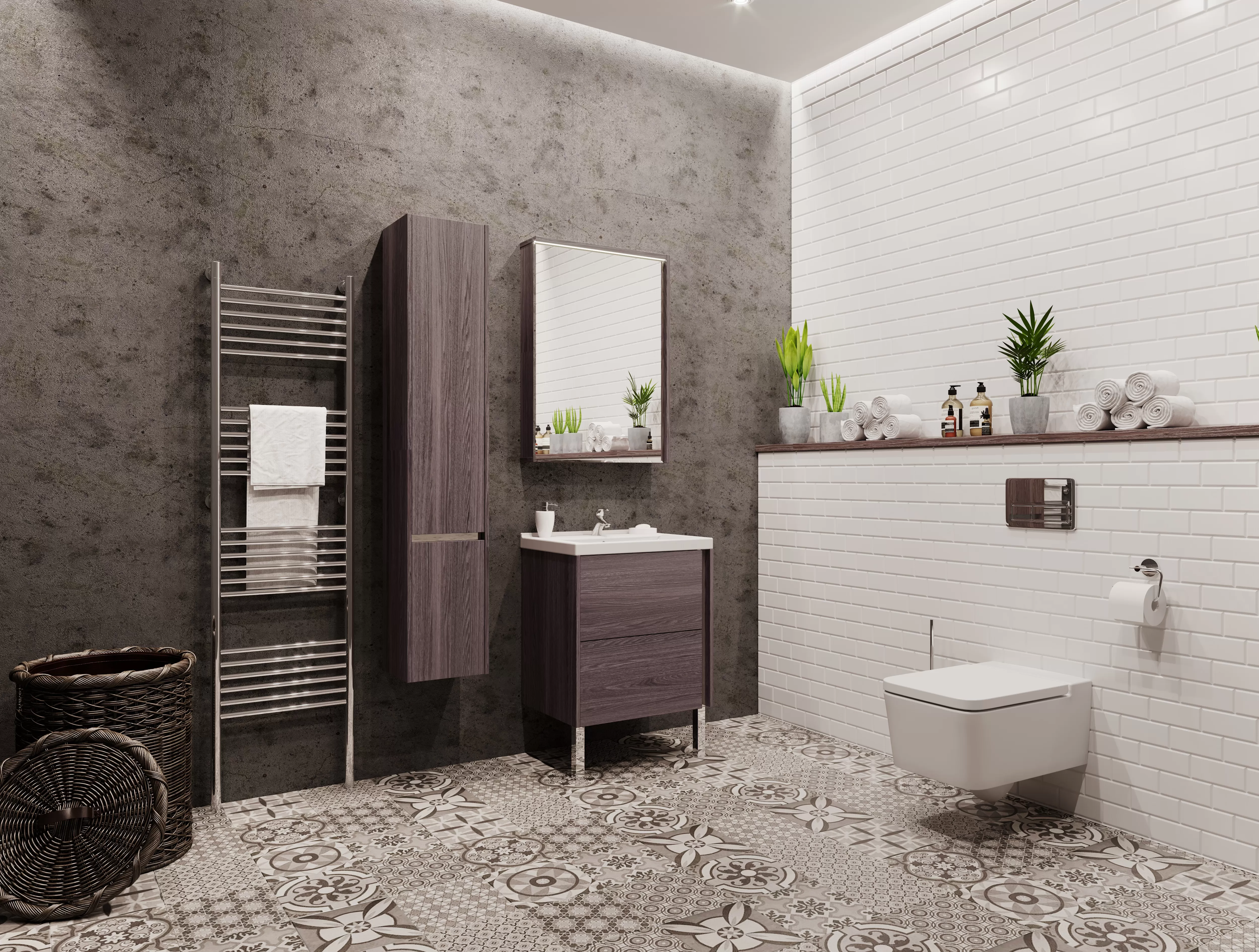 Тумба под раковину Aquaton Стоун 60 грецкий орех (1A231401SXC80)