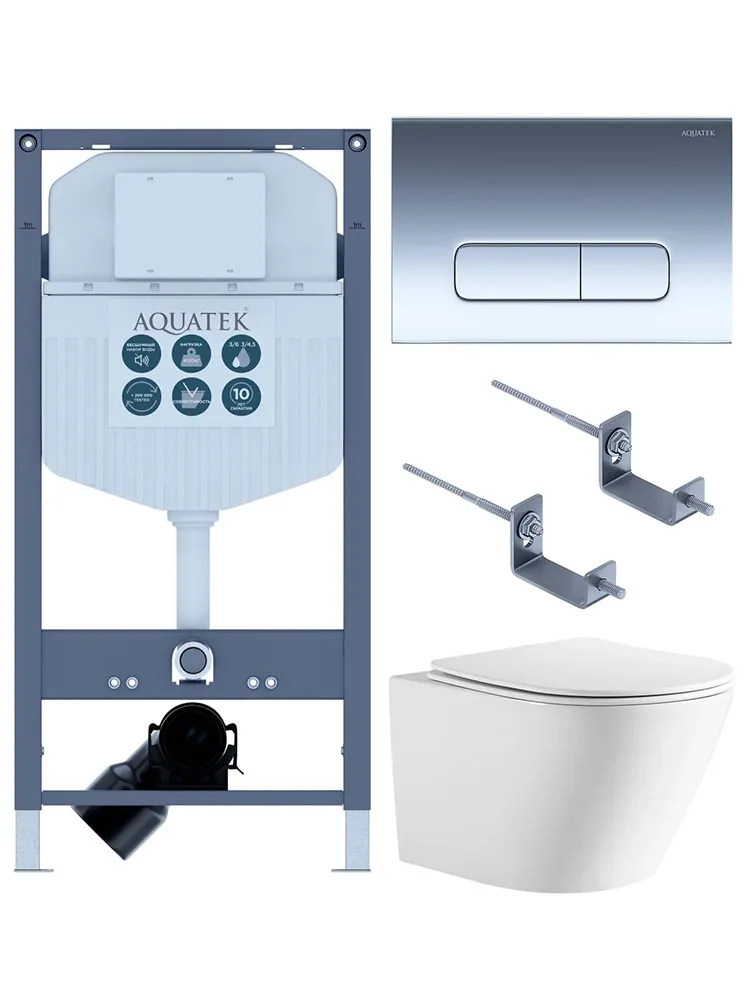 SET AQUATEK ЛИБЕРТИ-016 INS-23 (рама AQUATEK INS-0000023+крепёж KKI-0000002+клавиша KDI-0000016+унитаз ЛИБЕРТИ AQ1999T-00 с тонким сиденьем sc)