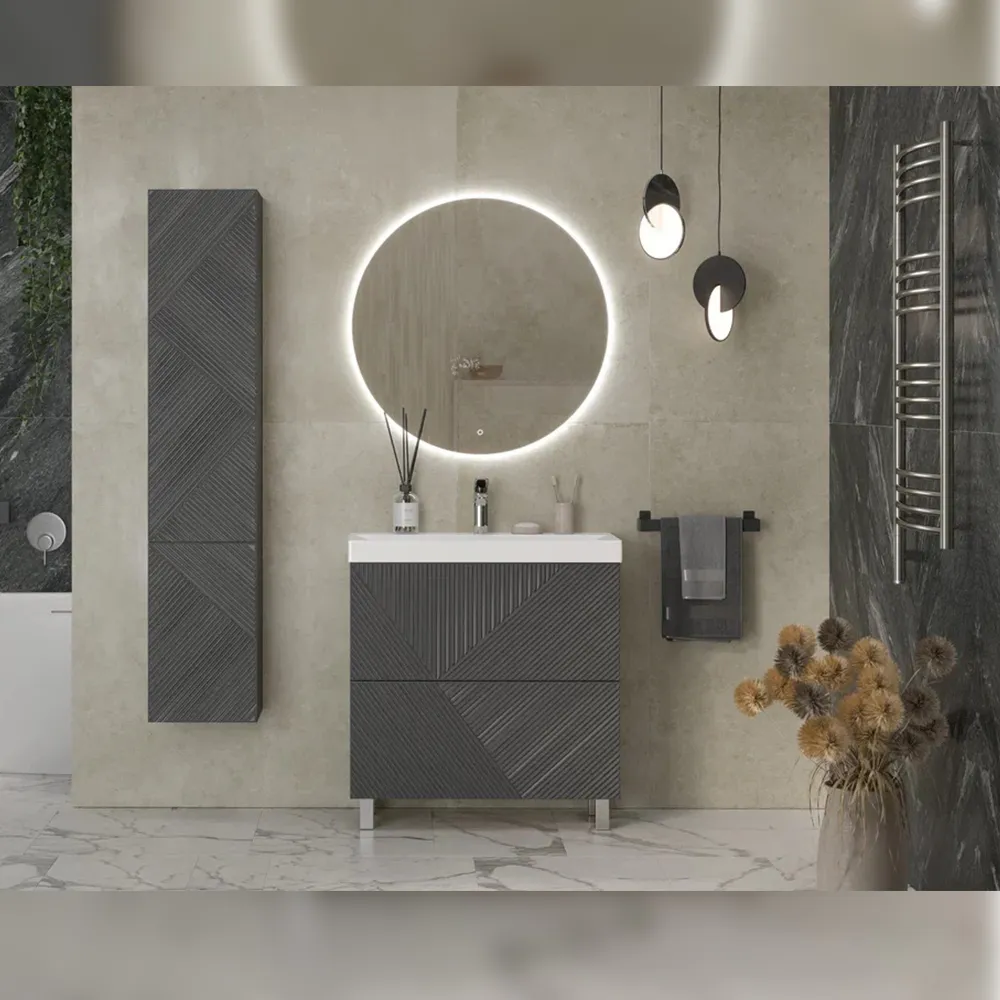 Тумба с раковиной напольная Velvex Edge tn.EDG.9696.80.2Y графит, 80 см