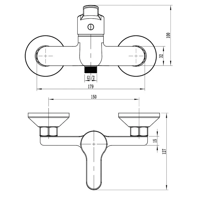 Смеситель для душа Voda AQ80, хром