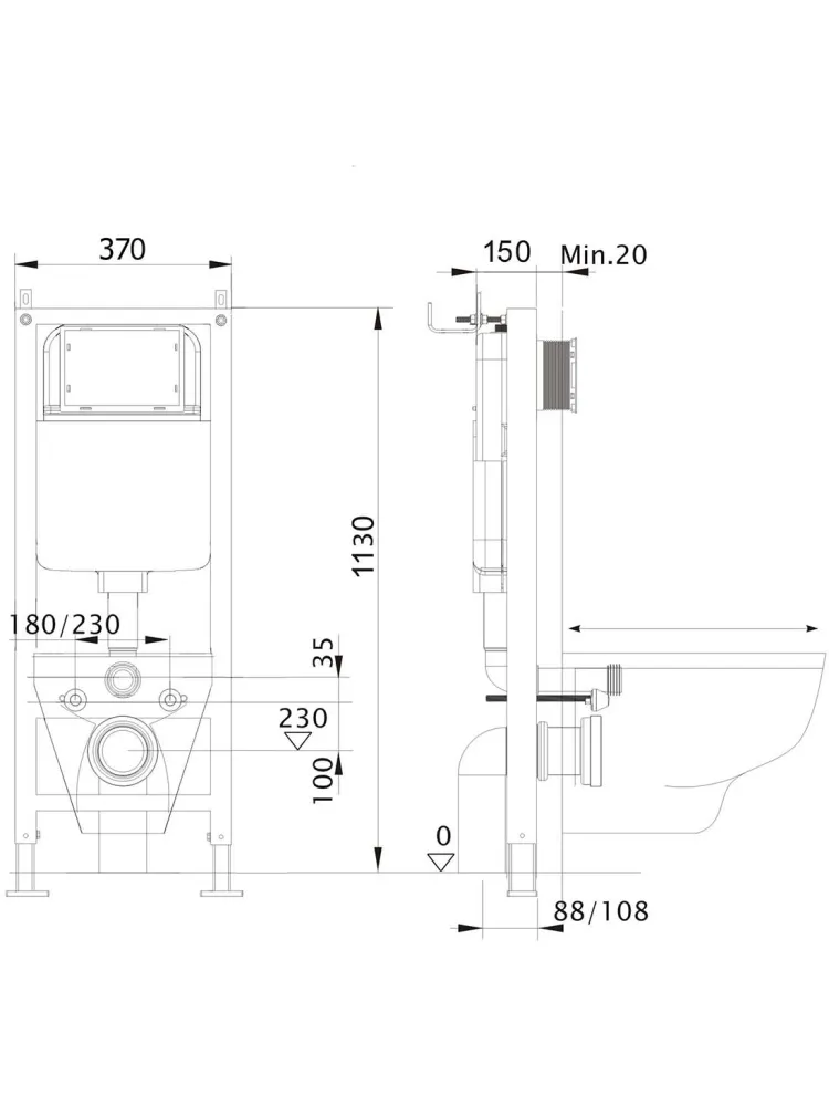 SET ЕВРОПА New-INS17-043 4в1(рама AQUATEK INS-0000017 +крепление KKI-0000002 +кнопка KDI-0000043 +унитаз AQ1106L-00 +тонкое сиденье с механиз)