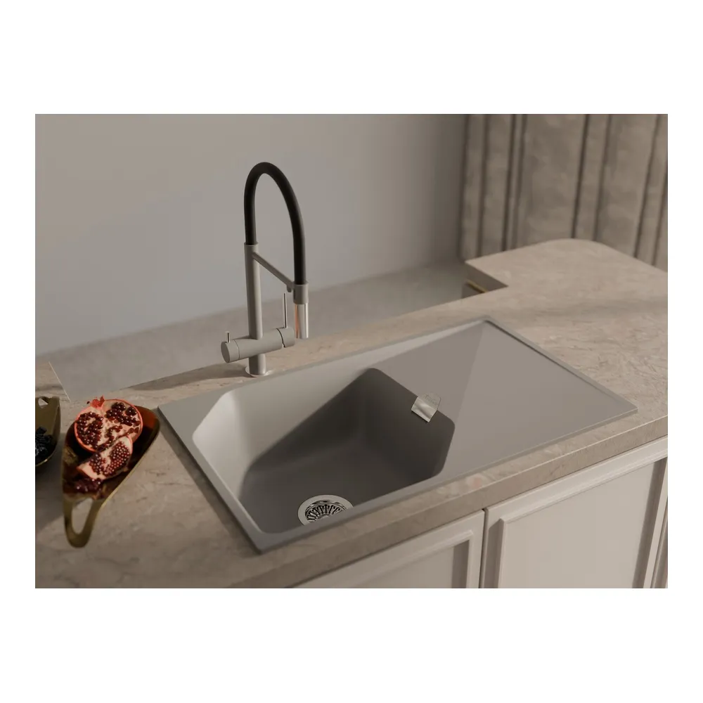 Смеситель для кухни с подключением фильтра Rivelato Adria 1523517, серый/хром