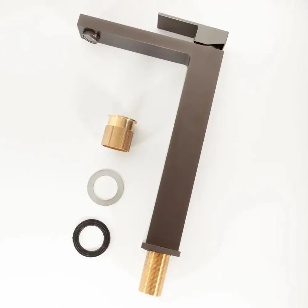 Смеситель для раковины высокий Hansberge H2070BG, графит