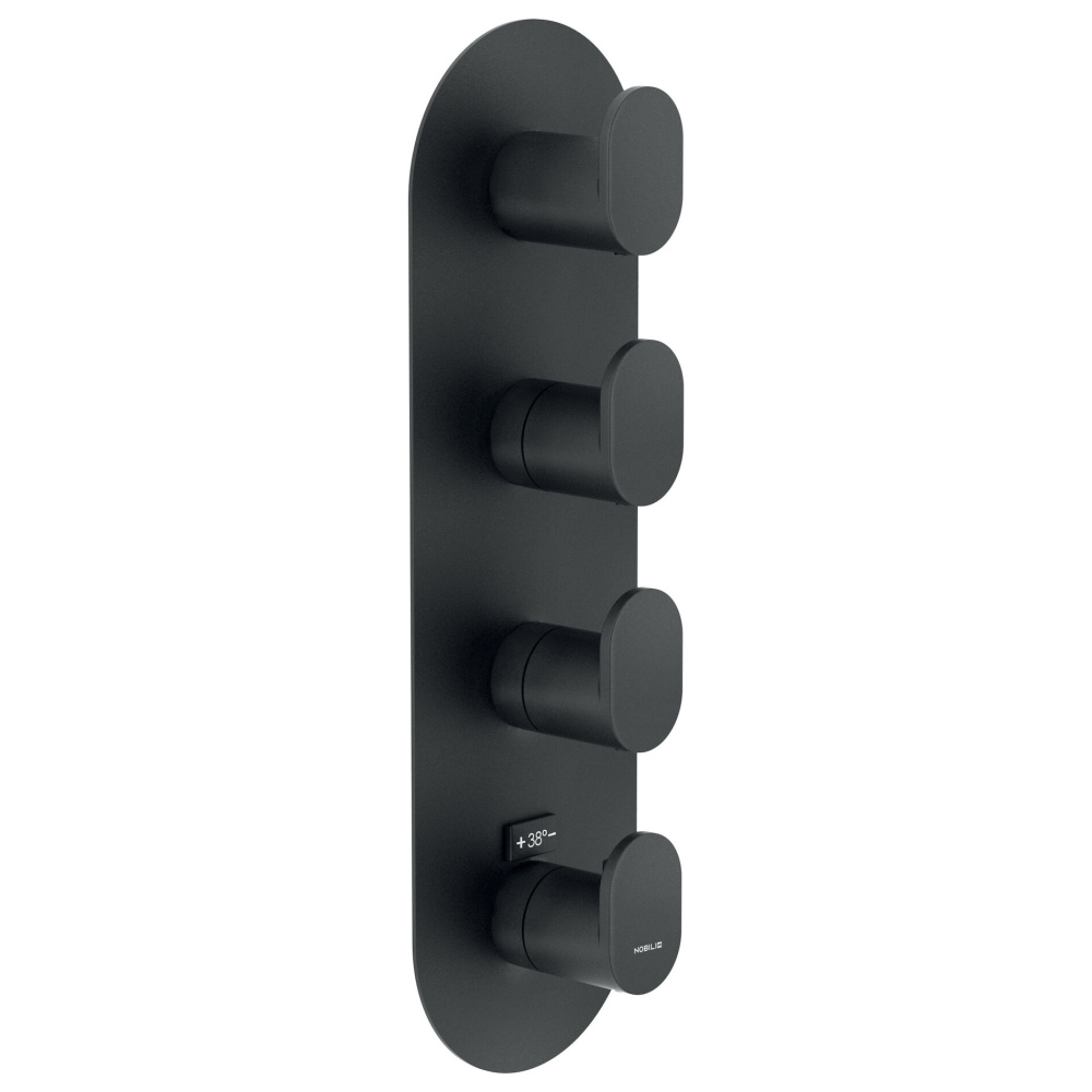 Термостатический смеситель Nobili UP для ванны 4 выхода (внешняя часть), матовый черный (UP94104BM)