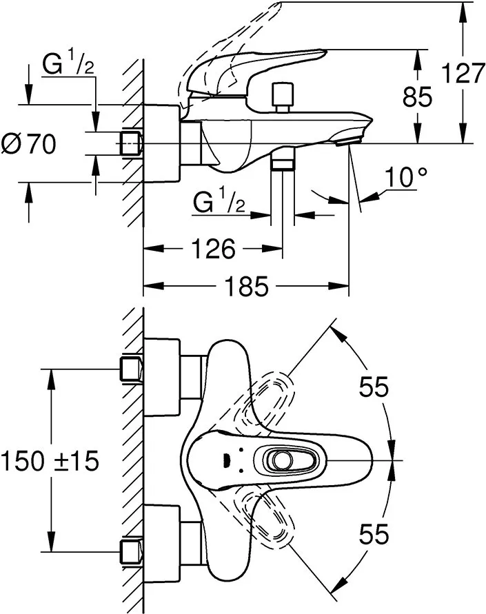 Смеситель для ванны Grohe Eurostyle New 33591ls3 белый