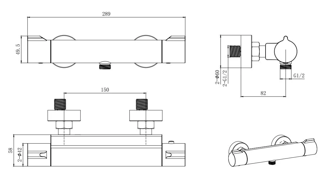 Термостатический смеситель для душа AQUATEK AQ1063CR