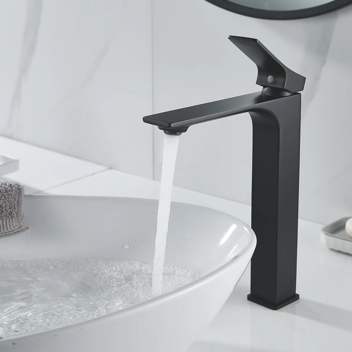 Смеситель для раковины высокий Shevanik S6111H, черный