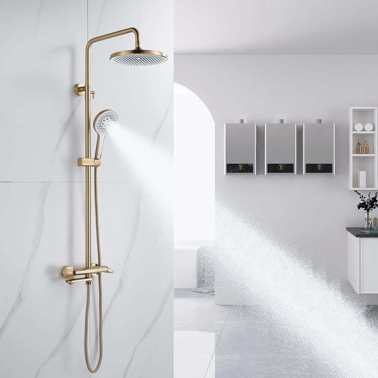 Душевая система Rose R3936G, золотой сатин