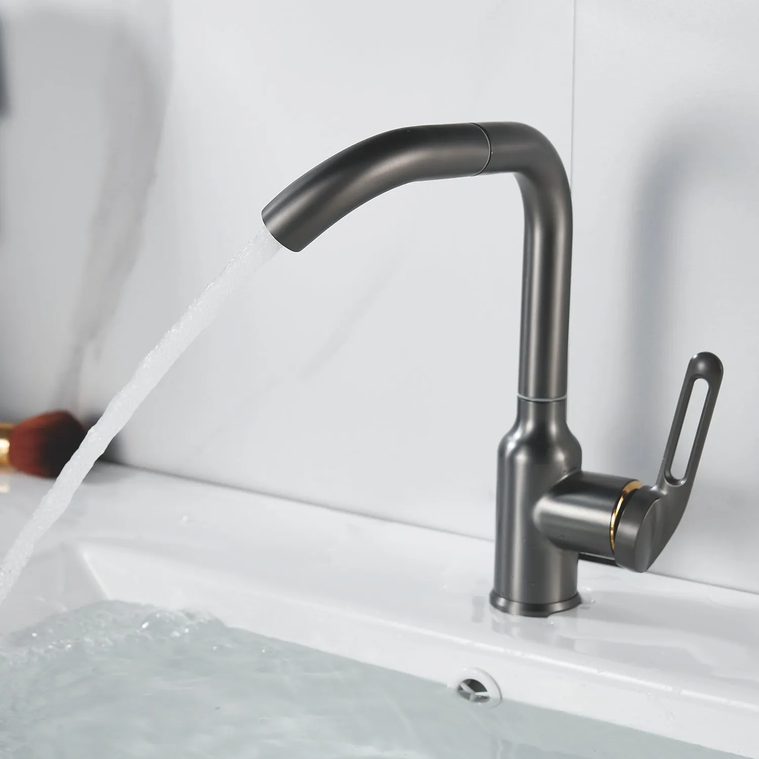 Смеситель для раковины Raffine F201T, оружейная сталь