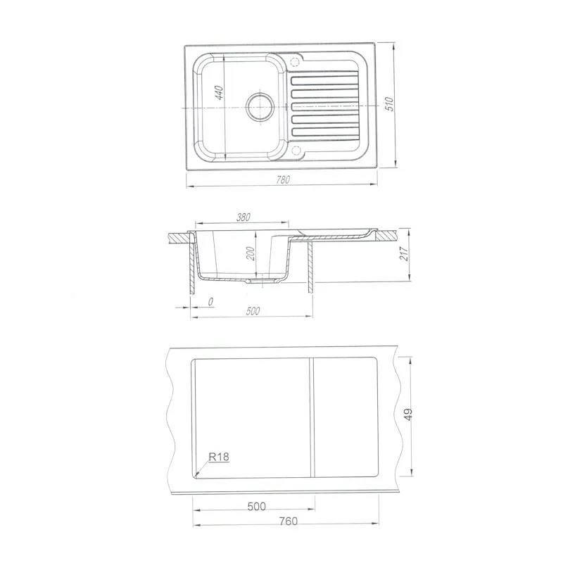 Кухонная мойка Dr. Gans АДЕЛЬ 25.090.C0780.408, серый