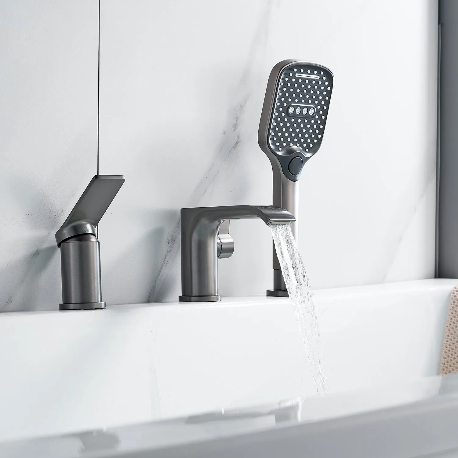 Смеситель на борт ванны Shevanik S4112T, оружейная сталь