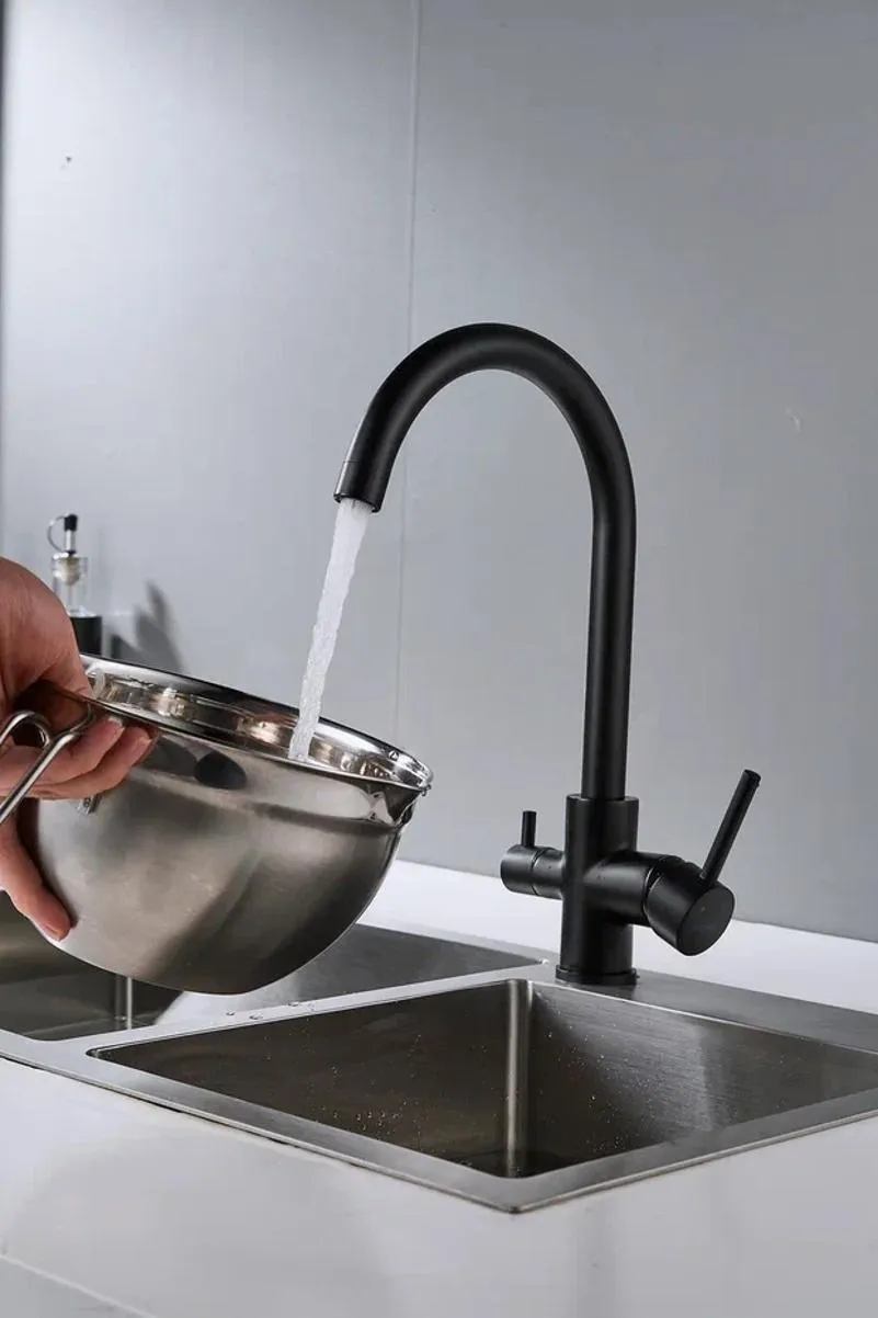 Смеситель для кухни с подключением фильтра Shevanik S128H, черный