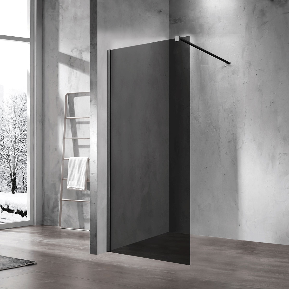 Душевая перегородка Vincea Walk-In (VSW-1H100CGB) 1000х2000 мм, черный матовый, стекло тонированное