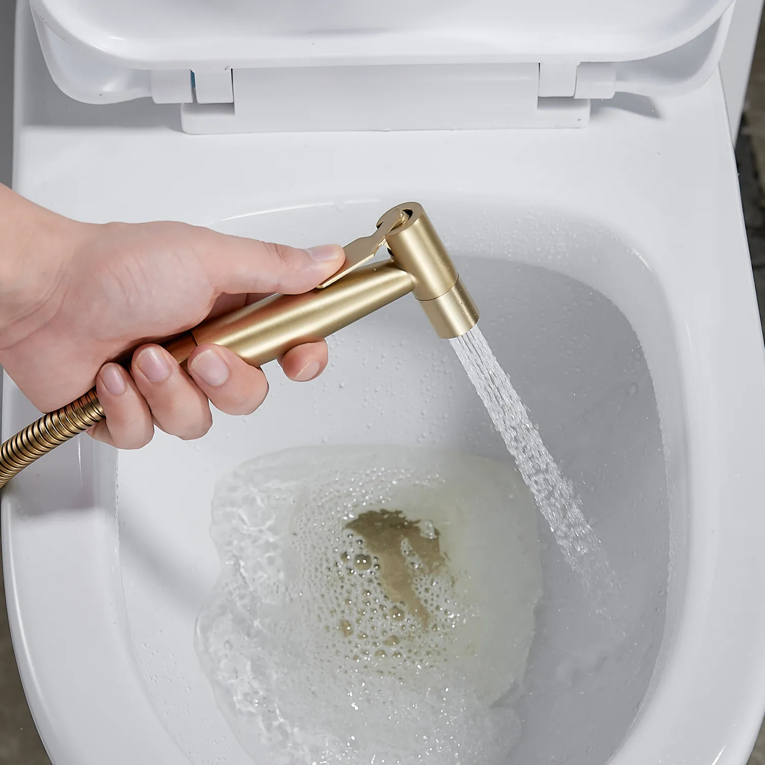 Гигиенический душ со смесителем Shevanik S147G, золотой сатин