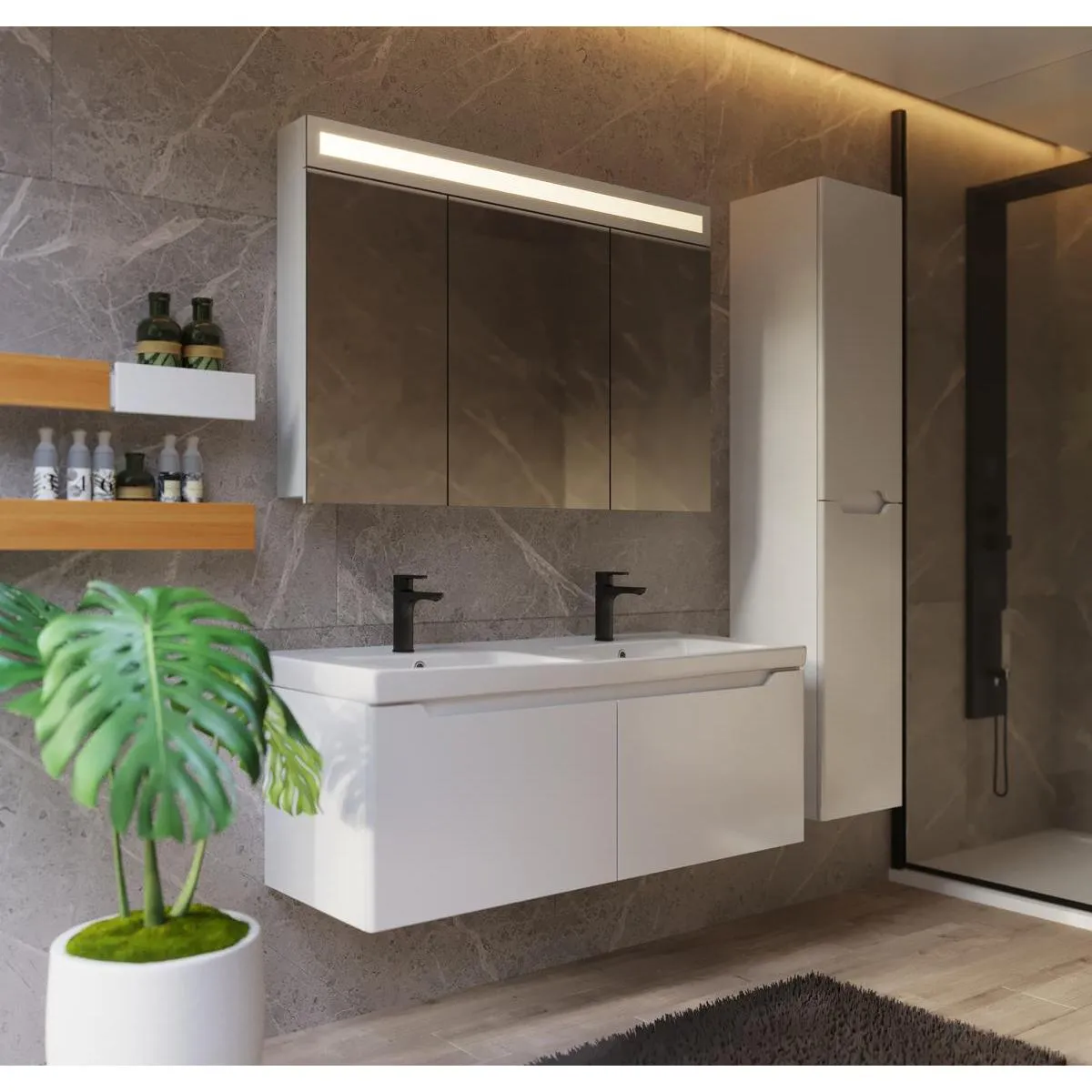 Зеркальный шкаф Dreja Uni 80 см, белый