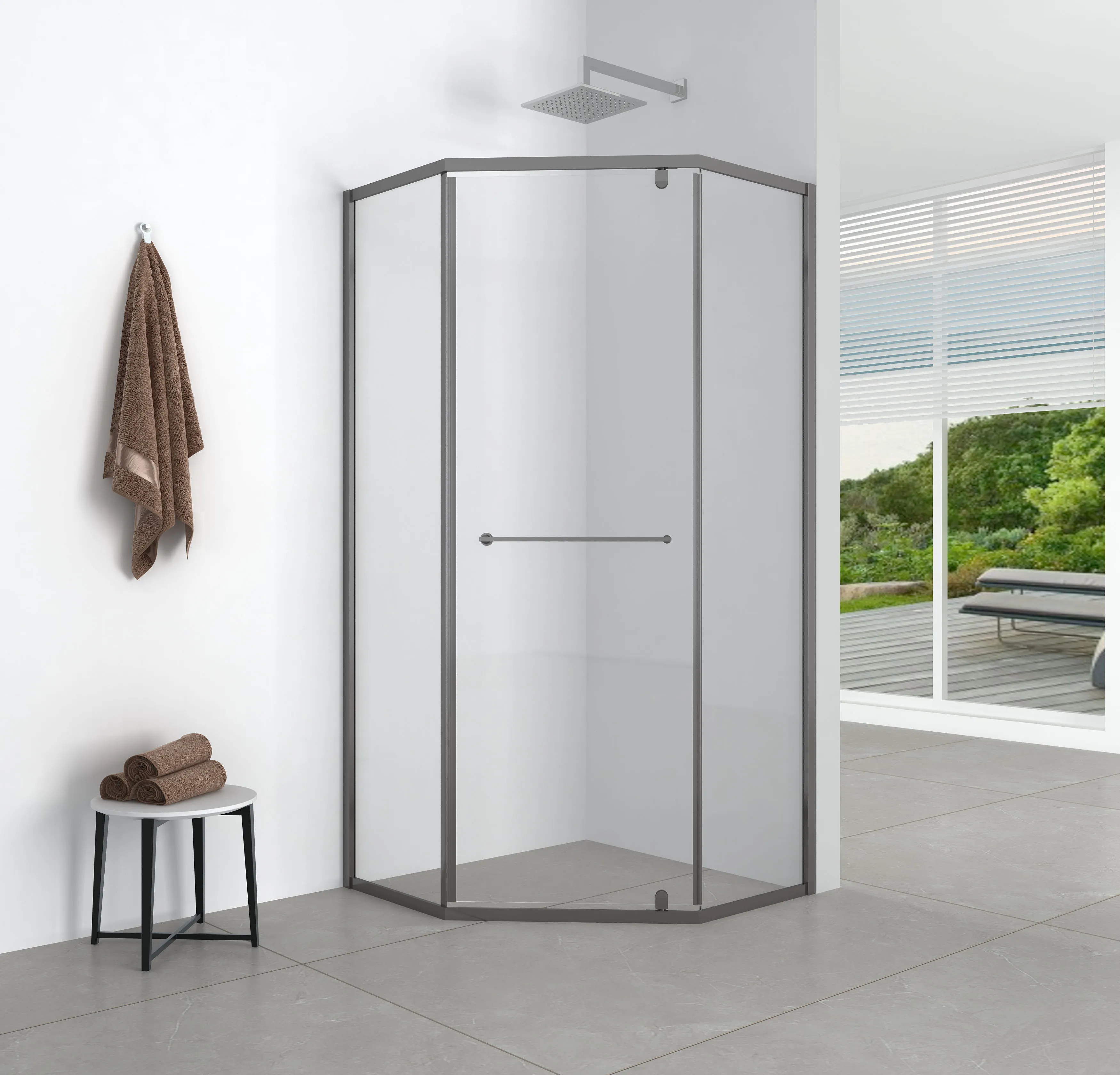 Душевой уголок OLIVE'S KABRERA, 5-тиугольный, 900*900*1950 мм, черный (KB-90C5-SW-GB)