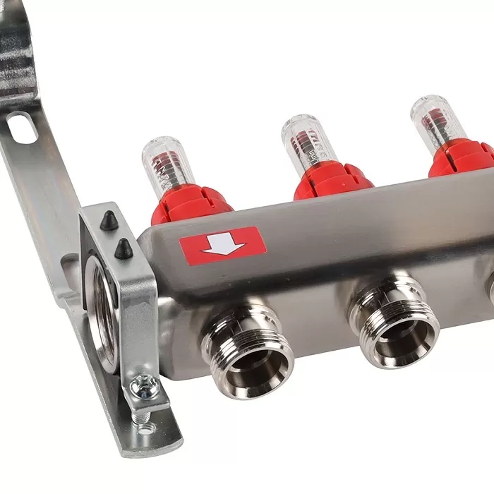Коллектор Rommer 1"x3/4" на 9 контуров с расходомерами и запорными клапанами (RMS-1201-000009)