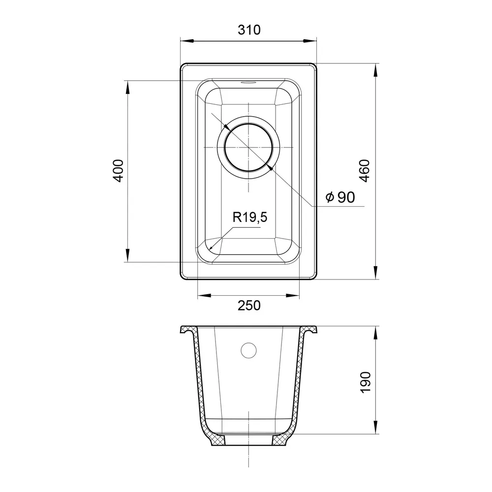 Кухонная мойка Rivelato BERKANA BK-25, топаз