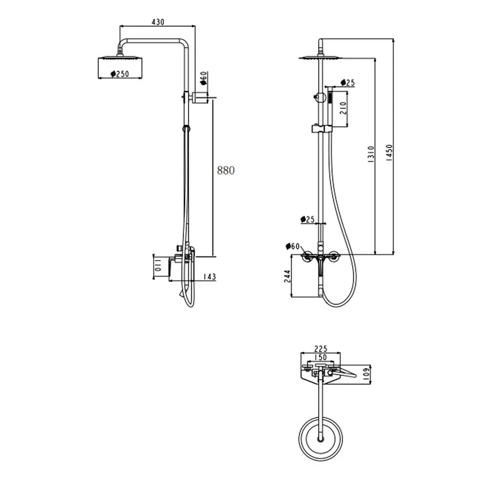 Душевая система Grocenberg GB7025BL, черный
