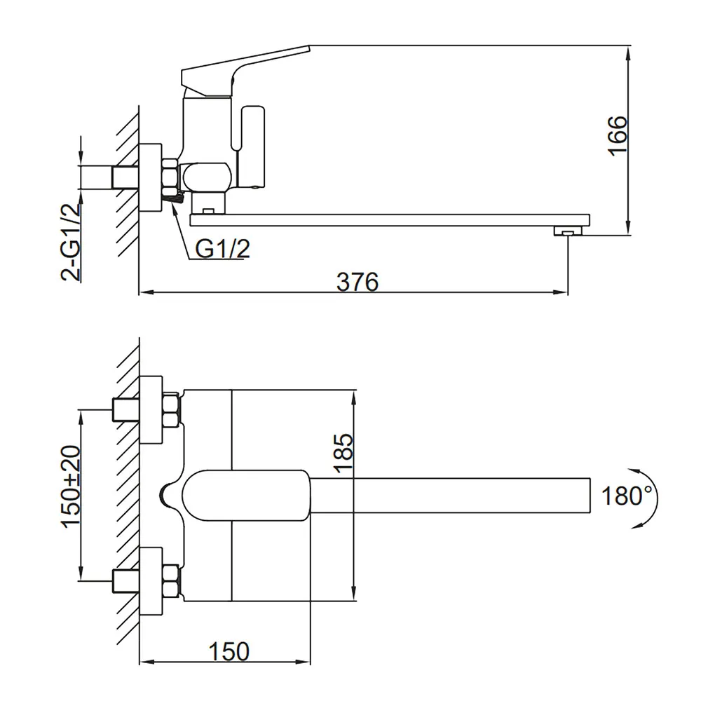 Смеситель для ванны FRAP F2286, хром