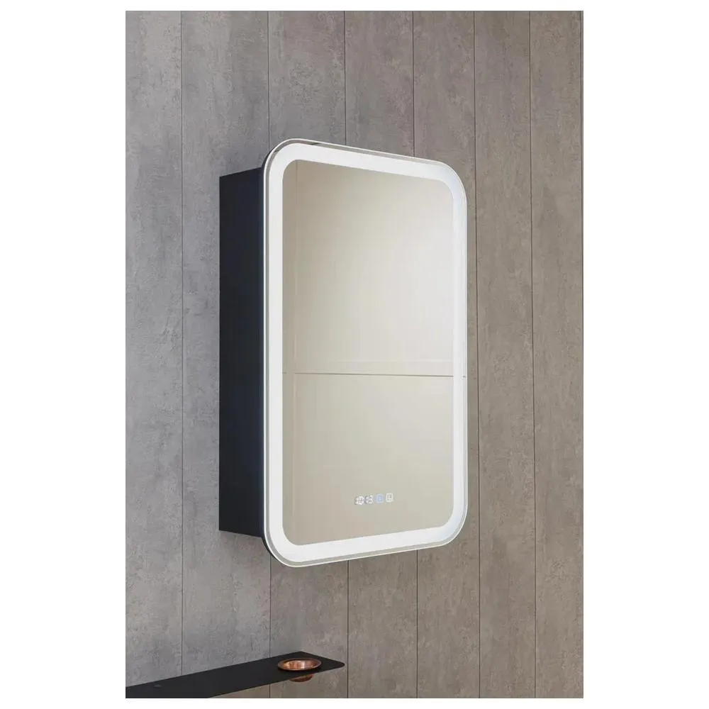 Зеркало-шкаф Silver Mirrors Фиджи BLACK 60 - 4.2 правый (часы, ТХ, сенсорный выключатель)