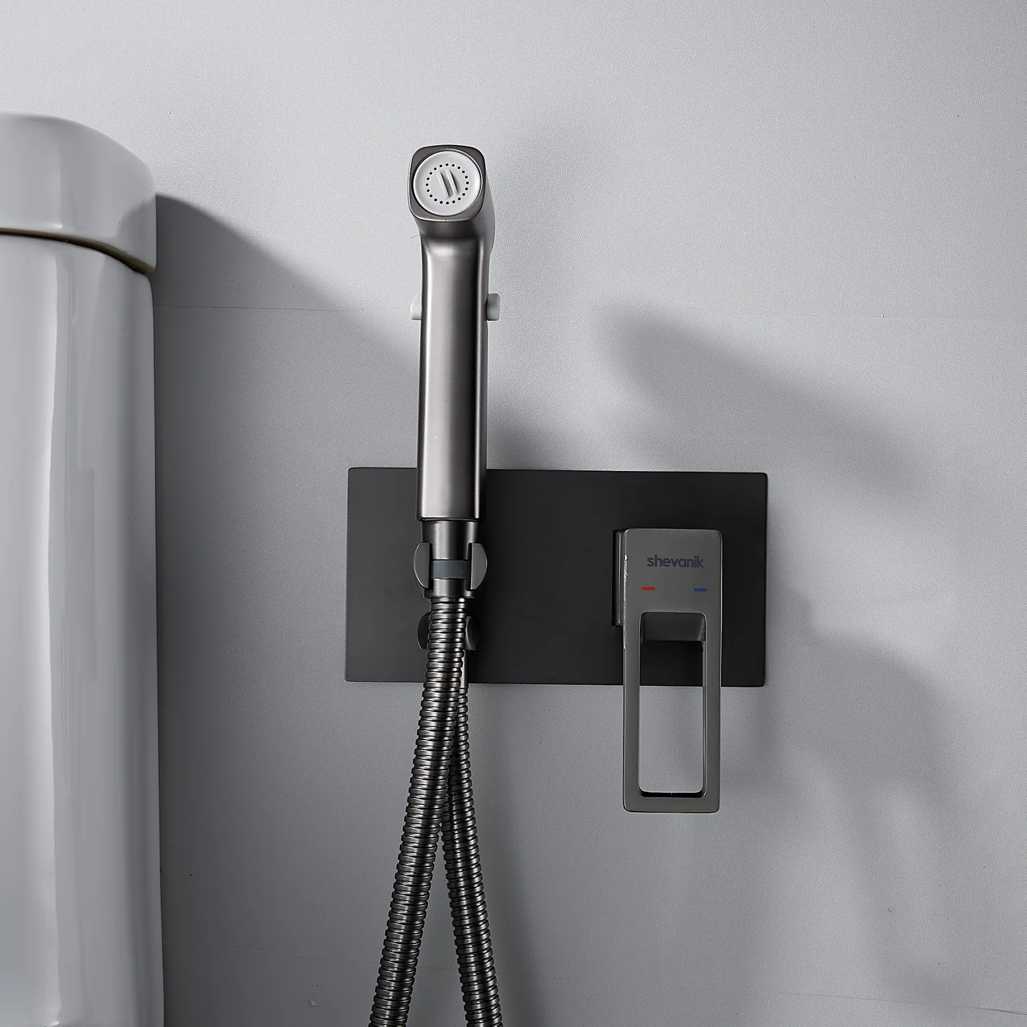 Гигиенический душ со смесителем Shevanik S6805T, оружейная сталь