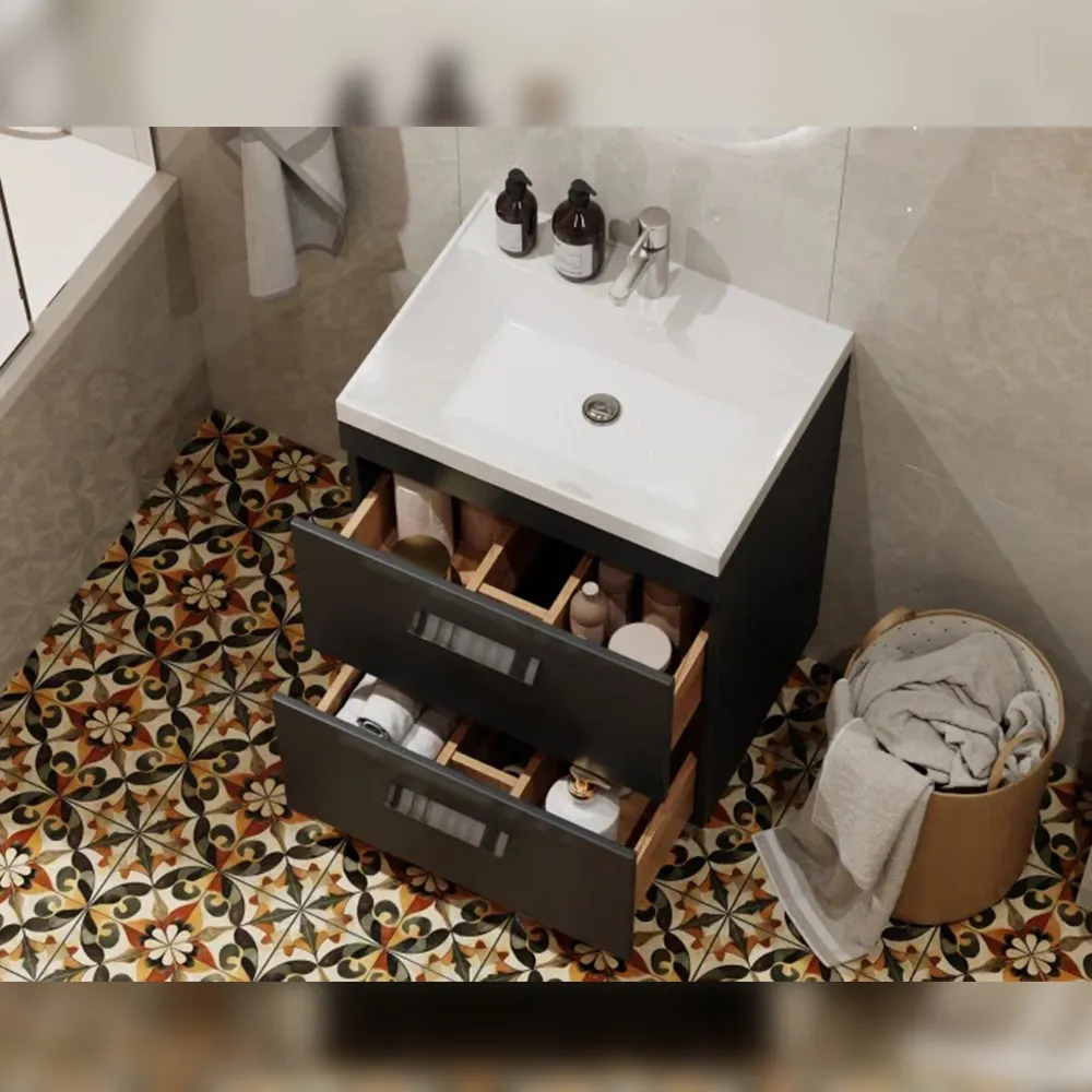 Тумба с раковиной напольная Velvex Orlando tn.ORL.CLA.60.2Y графит, 60 см