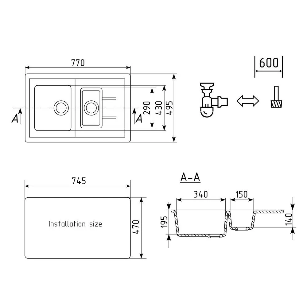 Кухонная мойка Ulgran U-205-341, ультра-белый