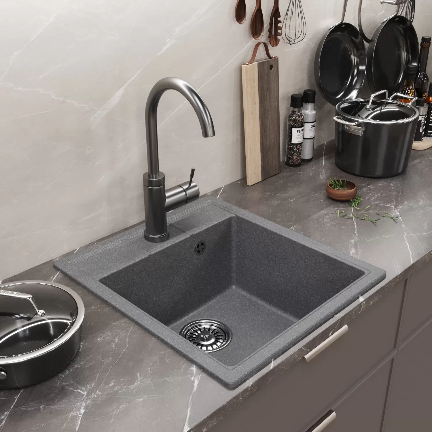 Мойка MIXLINE ML-GM28 графит (342)  450*500*190мм NEW (552183)