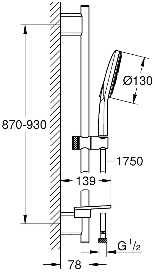 Душевой гарнитур вида струи Grohe Rainshower SmartActive 130 3, хром (26548000)
