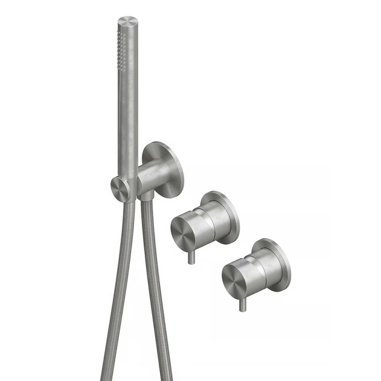 Смеситель для душа Quadro design Source/Ottavo, на 2 потребителя, сталь брашированная (13 68.00 AS)