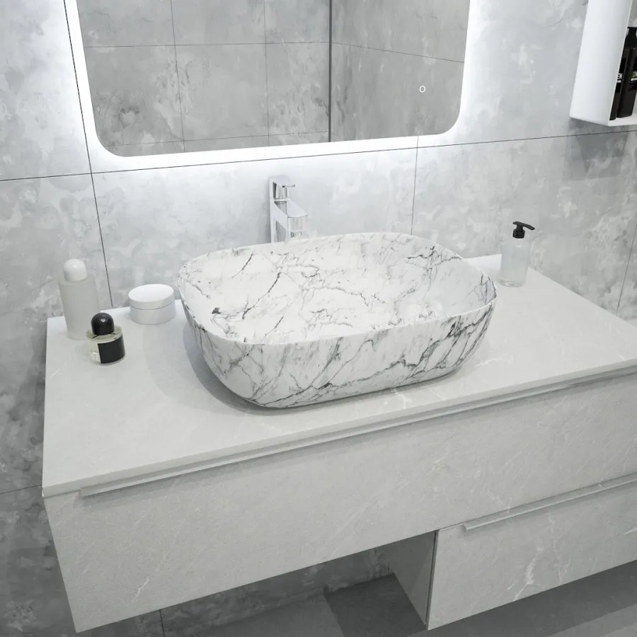 Раковина чаша Maretti FL13NS25-740MR, белый мрамор