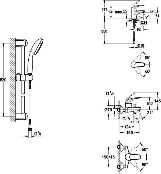 Смеситель для ванны GROHE Euroeco с изливом, хром (арт. 32743000)